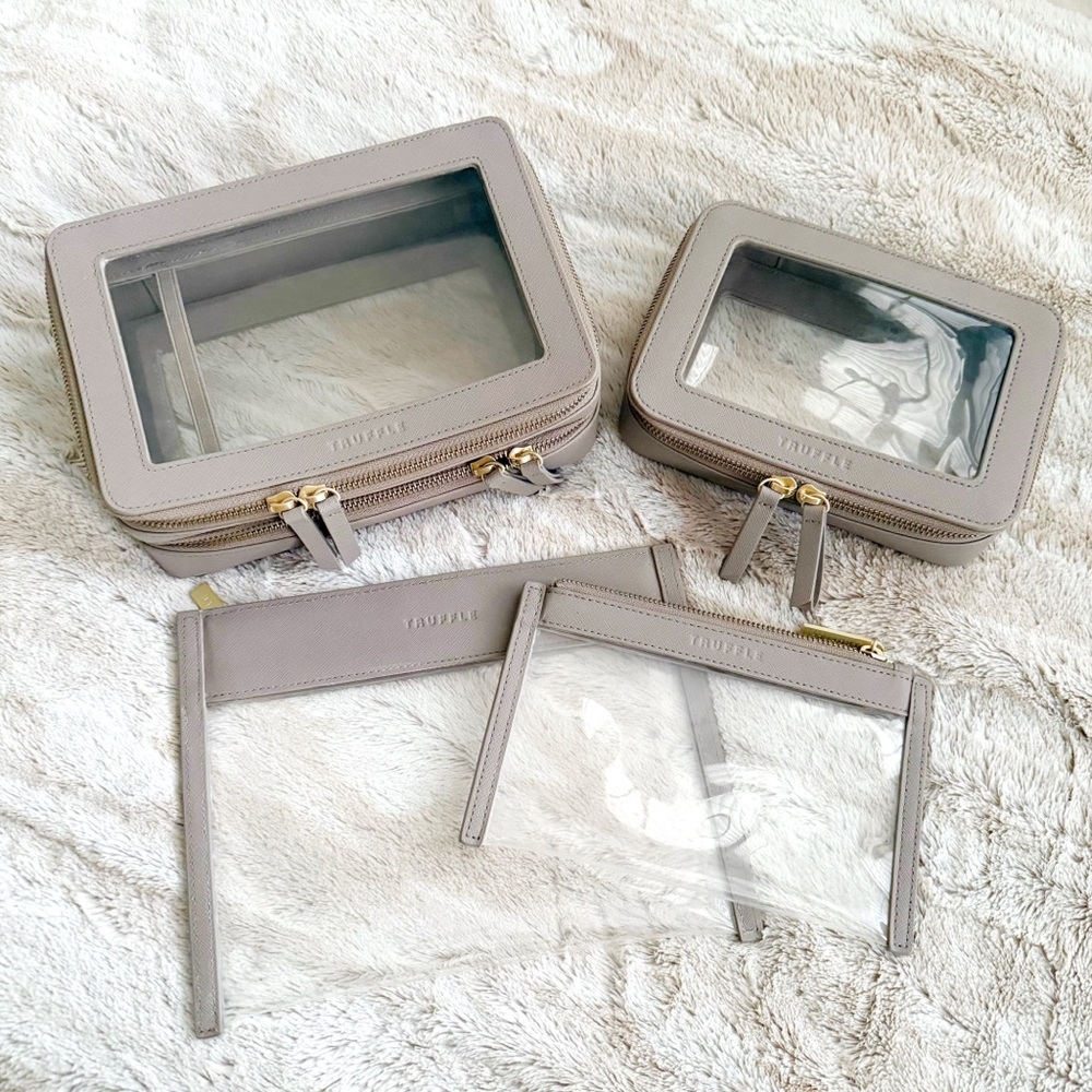 TRUFFLE Clarity Jetset Case and Clutch in Toffee Leather